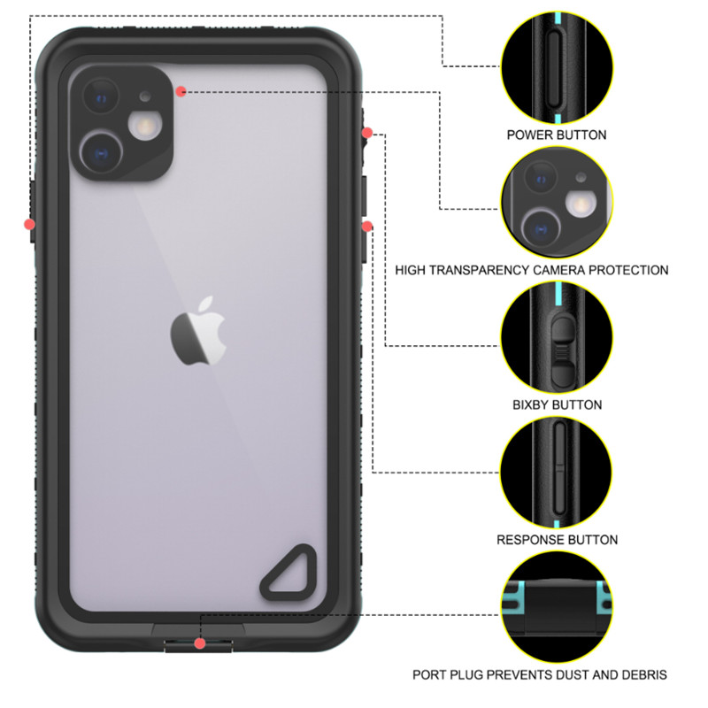 Pc + tpe nua + Accessories peataí glaisdhíonach deannaigh uiscedhíonach peataí Cás do chlúdach iphone 11 (gorm) trédhearcach
