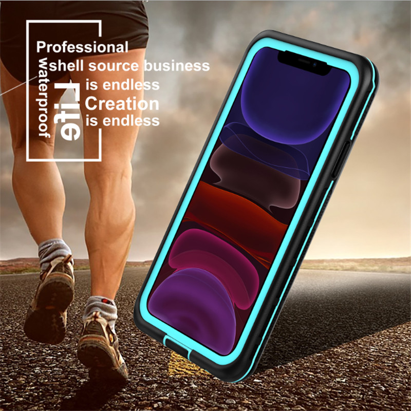 Pc + tpe nua + Accessories peataí glaisdhíonach deannaigh uiscedhíonach peataí Cás do chlúdach iphone 11 (gorm) trédhearcach