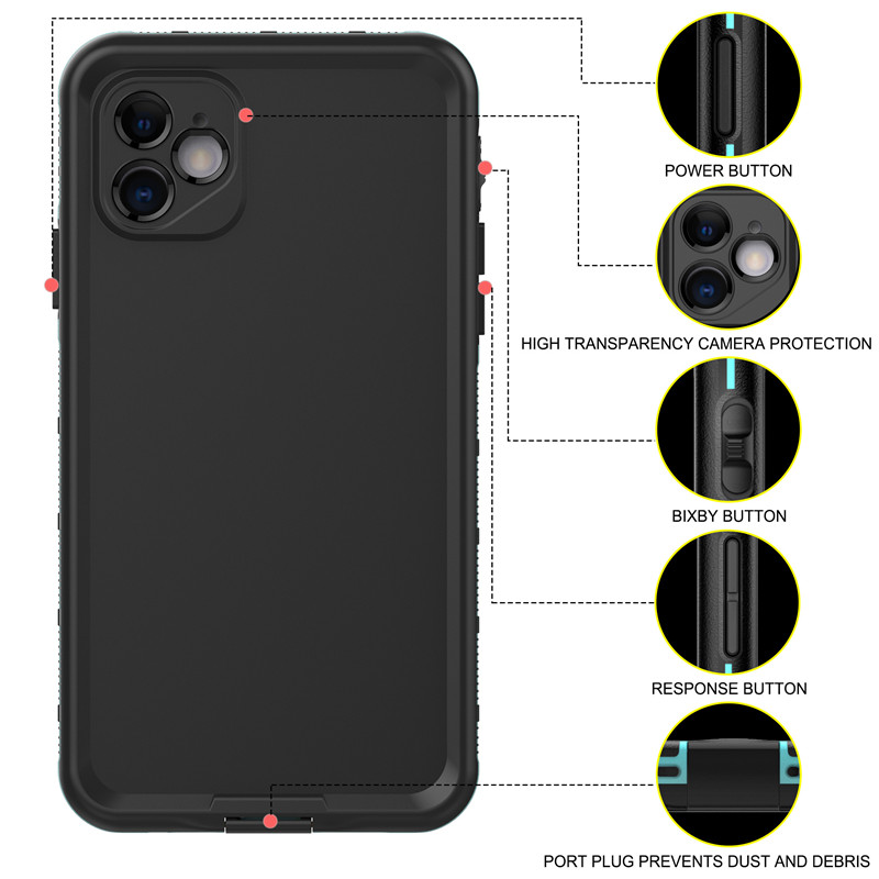 Elukindel telefonikorpus iphone 11 parim veekindel kott iphone 11 ujumistelefoni jaoks (“sinine”), millel on kindel taustavärv