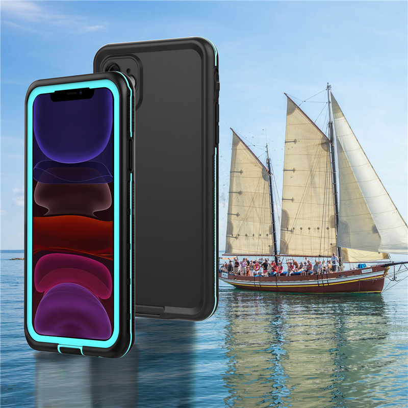 Elukindel telefonikorpus iphone 11 parim veekindel kott iphone 11 ujumistelefoni jaoks (“sinine”), millel on kindel taustavärv