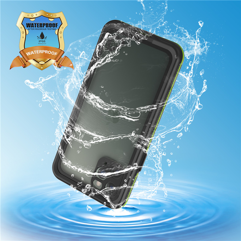 Sealbhóir uiscedhíonach cás teileafóin faoi uisce iphone 11 cás pro-uiscedhíonach (dubh) le clúdach cúil trédhearcach