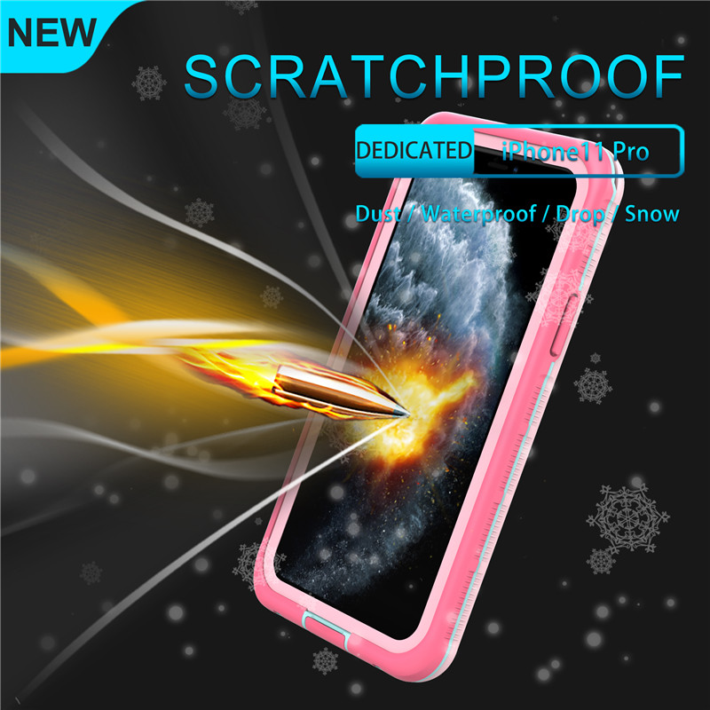 Iphone 11 sparán fón uiscedhíonach pro-phíobáin uiscedhíonach is fearr le haghaidh iphone 11 pro (bándearg) le clúdach ais trédhearcach