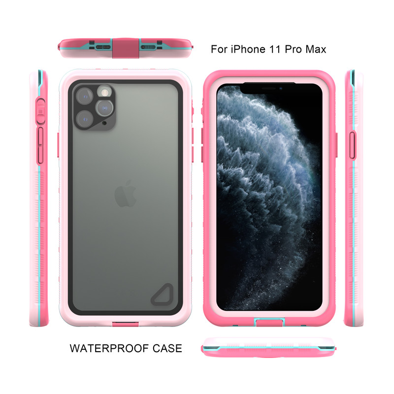 Cás uiscedhíonach pouch deannach cruthúnas iphone 11 pro gcás cás tirim fón póca cás-tirim (bándearg) le cúl-chlúdach trédhearcach