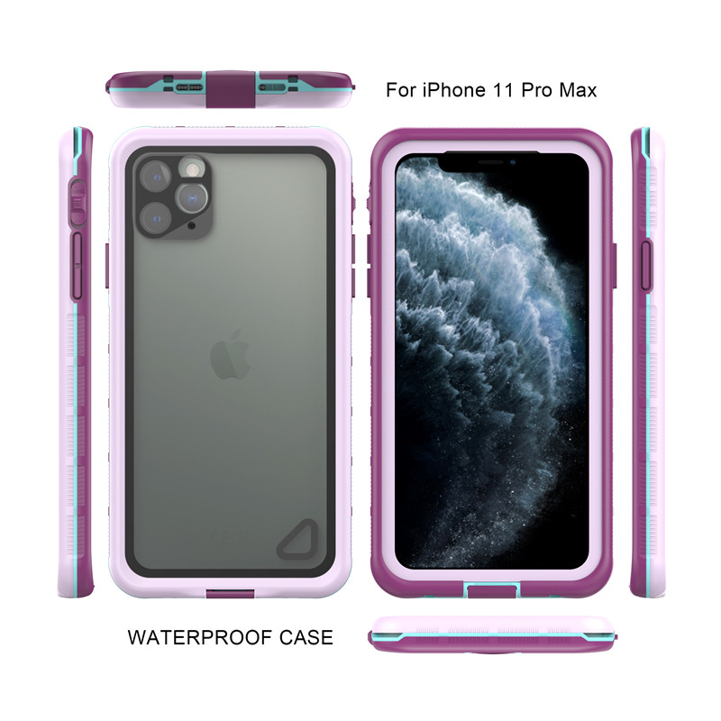 Veekindel telefonitasku parim odav veekindel iphone 11 pro max juhtum surematu veekindel iphone juhtum (purpurpur), mille tagakülg on läbipaistev