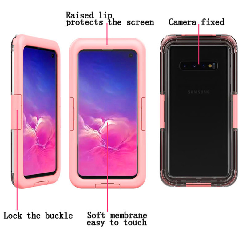 Cás nua fón uiscedhíonach saor do Samsung S10 (Pink)