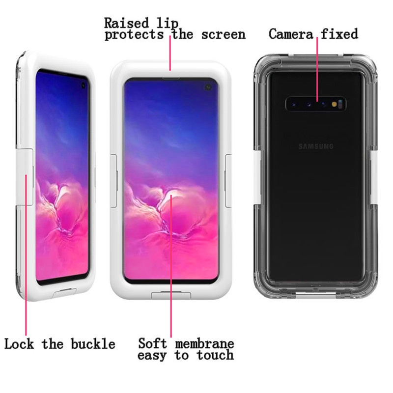 Cásanna fón le huisce iontu, glaoigh ar chás saoil an chosantóra uisce le haghaidh Samsung S10 (White)