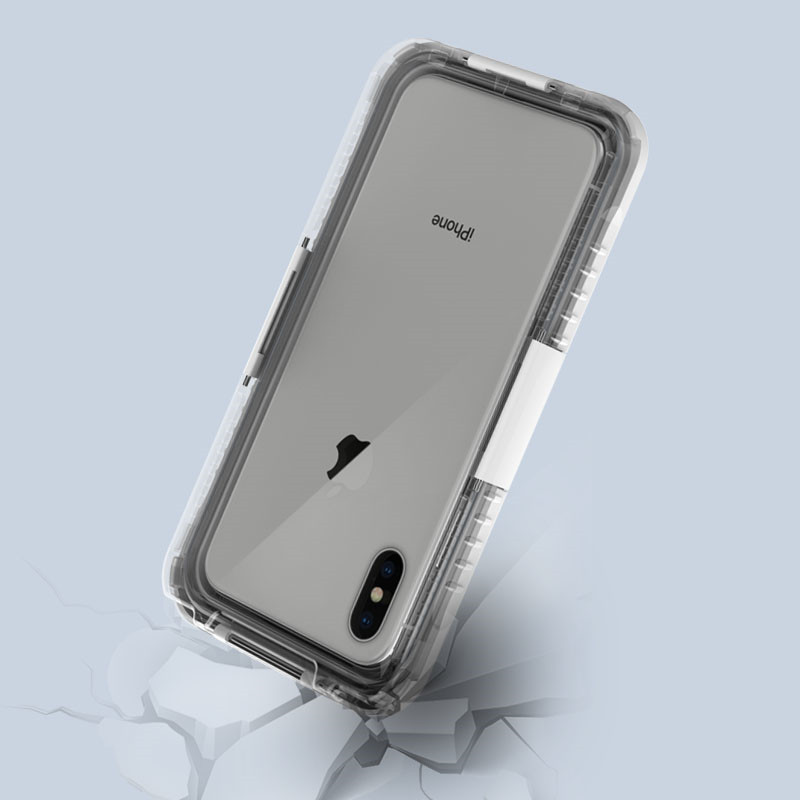 Cás soghluaiste uiscedhíonach uilíoch cás beag soiléir uiscedhíonach cás ceamara faoi uisce do iphone XS Max (Bán)