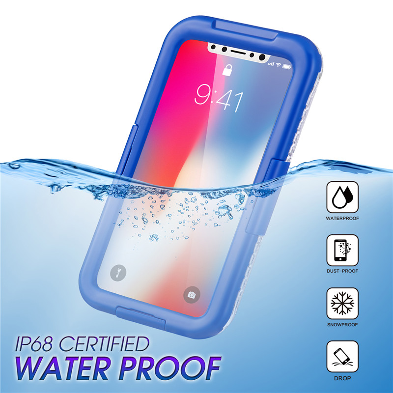 IP68 iphone’i juhtum, mis on parim veekindel veekindel telefonikohver ujumiseks veekindlas veekindlas iphone XS’i juhtumis (“Blue ”)